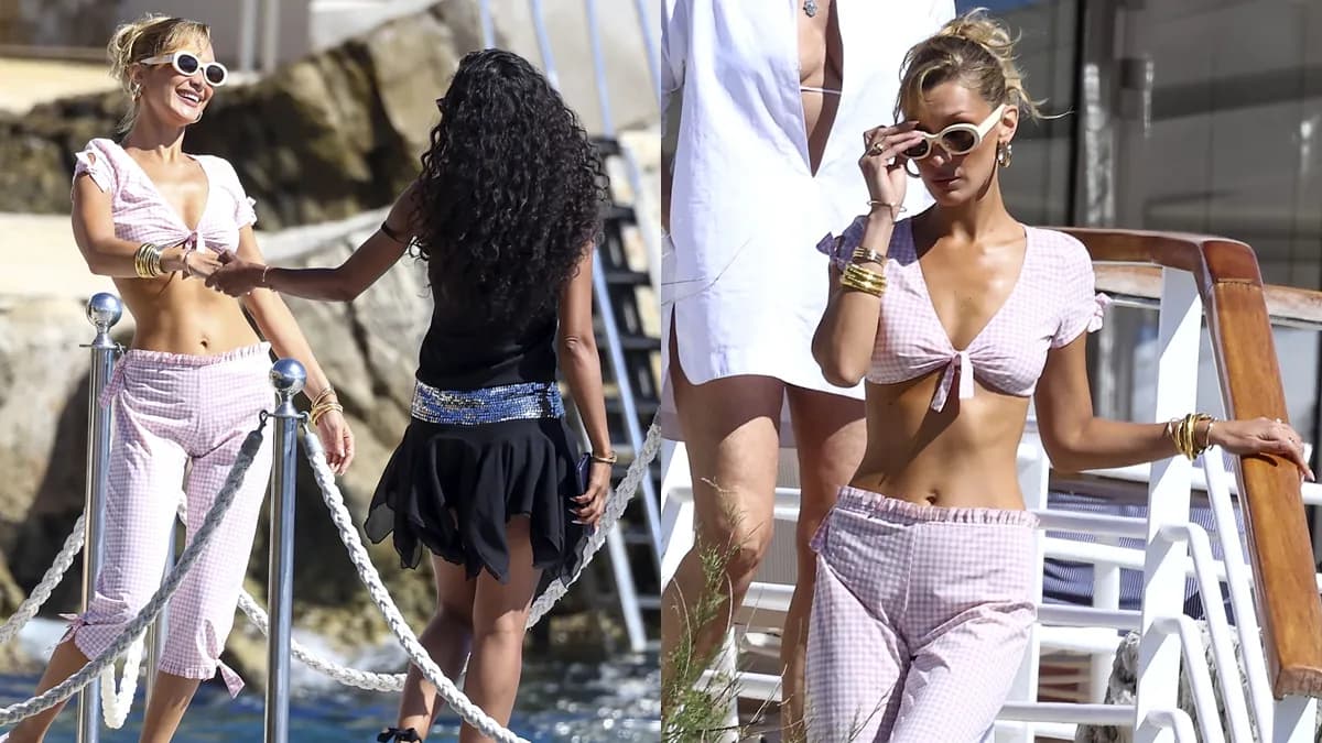 Bella Hadid illumine Cannes : arrivée en bateau et look rose ultra-chic au Festival